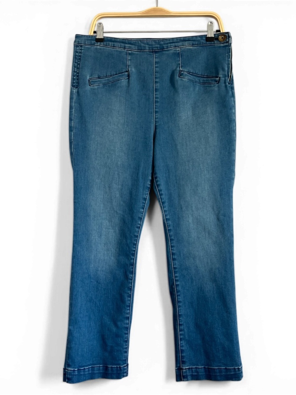Pilcro Mid-Blue Straight-Leg Stretch Jeans